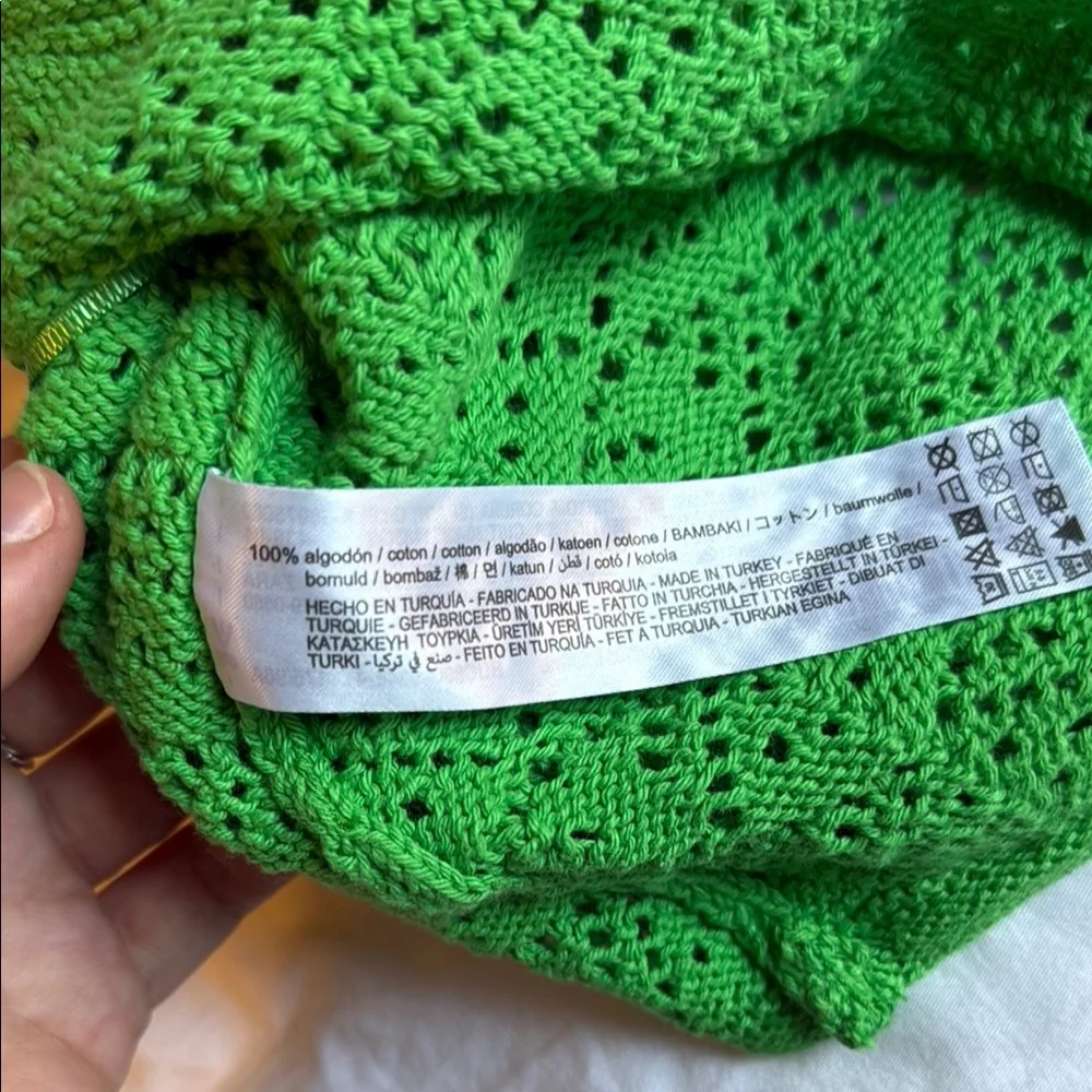 Zara Green Crochet Crop Tank Top NWT - Picture 6 of 6